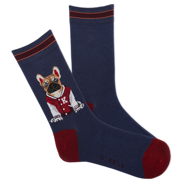 K.Bell Women's French Bulldog Captain Crew Sock